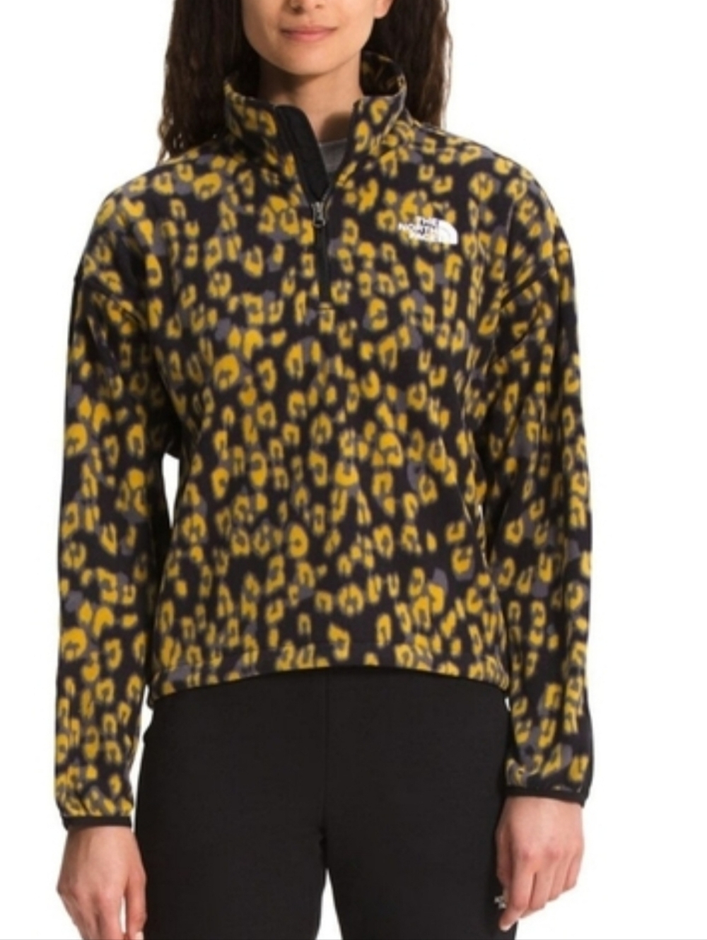 The North Face TKA Kataka 1/4 Zip Fleece Leopard Print Sweater Sz S